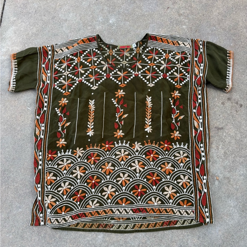 Johnny Was Aubrey Embroidered Blouse